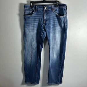 Mavi Mens Straight Leg Jeans Medium Wash Blue Denim Size 34x27